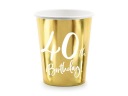 40. narodeniny GOLD papierové poháre 6ks/220ml