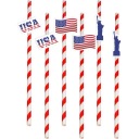 Pruhované slamky USA Americké VLAJKY socha x6