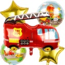 Fóliové balóny FIRE BRITAIN 75cm Hasičské auto hasič narodeninový mix 5 ks.