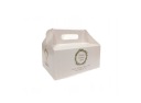 KRABIČKA NA TORTY BIELE POTLAČ PRVÝ SPOJOVÝ VENIEC 19x14x9cm ČERVENÝ PLAST