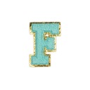 PATCH LETTER F, trblietky, modrá, azúrová
