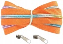 Dúhová špirálová páska na zips, zips 5 mm, ORANŽOVÁ, 1 meter + 2 zipsy
