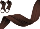 Zipsová páska 3mm ŠPIRÁLA Zips HNEDÁ 2m + 4 zipsy