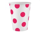papierové poháre biela, purpurové bodky, certifikát FSC, 250 ml, 6 ks.