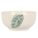 PORCELÁNOVÁ MISKA 600ml biela s listom na polievku, vločky, šalát, omáčky