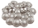 KOVOVÝ gombík prelamovaný okrúhly kabátik 21mm / STRIEBORNÝ