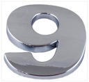 P0K68 ZNAK ČÍSLO PÍSMENO PÍSMENO CHROME 9 NINE 0000-00