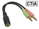 Adaptér CTIA JACK 3,5/4P/zásuvka-2xJACK 3,5/3P/LogiLink zástrčka 0,1m