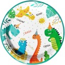 Farebné narodeninové DINOSAURS papierové taniere DINO PARTY narodeniny 6 ks