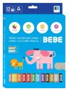 Pastelky JUMBO dlhé v dreve, HRUBÉ, 12 farieb