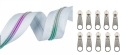 LuxTextil Zipsová páska Zips 5mm ŠPIRÁLA +10 Zipsov 5m DÚHOVÁ BIELA