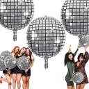 FÓLIOVÝ BALÓN DISCO GUĽA VEĽKÁ 40 CM METALICKÝ STRIEBORNÝ PROM 24h
