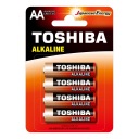 4x alkalické batérie TOSHIBA FINGERS LR6 AA