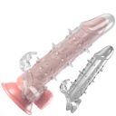 Návlek na penis spomaľujúci ejakuláciu s výstupkami na erekčný krúžok