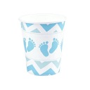 Papierové poháriky Baby Shower Feet, modré, 6 ks