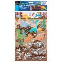 Opakovane použiteľné nálepky Kidea Dinosaury 27 3D nálepky + scenéria na hranie