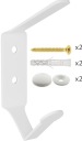Nástenný vešiak jednoduchý dvojitý hák chodba kúpeľňa podkrovie biela