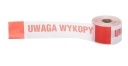 Výstražná páska 10 cm, biela a červená, výstražná potlač, výkop, 100 metrov