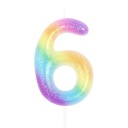 Tortová sviečka číslo 5 Six Rainbow Six s GLITROM