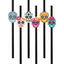 DIA DE LOS MUERTOS čierne slamky farebné lebky HALLOWEEN X6