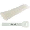 Plastové sťahovacie pásky 100x2,5 biele - 100 ks.