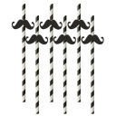 Pruhované slamky MUSTACHE black MEXICAN party x6