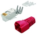 Telegartner RJ45 zástrčka 6A FS STP červená odľahčenie ťahu