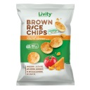 Ryžové chipsy LIVITY, príchuť čedar s paradajkovým chutney, bez lepku