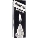 6X BIELA ​​Stolová sviečka bez vône PARAFÍNOVÁ SVIEČKA 19CM 6H 45G
