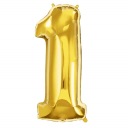 FÓLIOVÝ BALÓN ČÍSLO 1 ZLATÝ NARODENINOVÝ ZLATÝ XXL 40cm NARODENINOVÁ OZDOBA