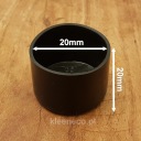 Okrúhle čierne ochranné kryty na nábytok, 20 mm