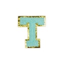 PATCH LETTER T veľká aplikácia Font cyan glitter