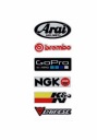 NÁLEPKY NA MOTOCYKLE ARAI BREMBO NGK DAINESE MOTORCYCLE