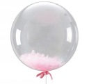 Obrovský priehľadný balón BALL s ružovými pierkami