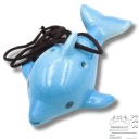 mini OCARINA, keramika, modrá, delfín, 6 otvorov, úchyty, tóny ocarina