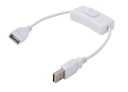 Predlžovací USB kábel s vypínačom, biely