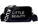 BLACK Patent Small TAŠKA cez rameno LITTLE BEAUTY Popruh s nápismi
