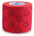 ELASTICKÁ KOHÉZNA BANDÁŽ, červená s úsmevmi, 5 cm