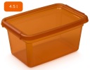Oranžová plastová nádoba s vrchnákom, 4,5 l