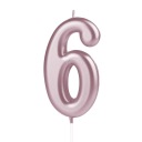 Tortová sviečka číslo 6 Six Six Rose Gold Pink