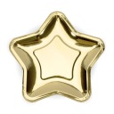 Papierové taniere STAR, zlaté, 23 cm, 6 ks, na Silvestra