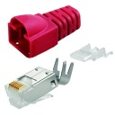 RJ45 6 6A FTP zástrčka s červeným odľahčením ťahu Telegartner