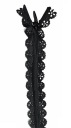 Čierny zips, prekrytý čipkou, 20 cm