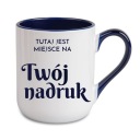 Hrnček na kávu 330 ml, tmavomodré ucho a stred s ľubovoľnou grafikou, logom, textom