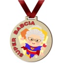 Vytlačená MEDAILA KU DEŇ BABIČKY super babička DARČEK darček bordová STUHA