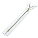 Ozdobný zips, tenký, biely, 50 cm