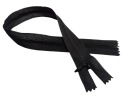 25 cm krytý špirálový zips, nerozopínateľný, čierny
