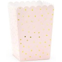 Popcorn boxy cukríky sladkosti ružové zlaté bodky narodeninová oslava 6