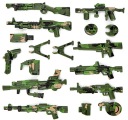 CAMOUFLAGE ZBRANE 1080 herná sada stavebnice armádne zbrane figúrky pištole