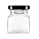 Bezfarebná sklenená dóza na štvorcové sviečky, 120 ml